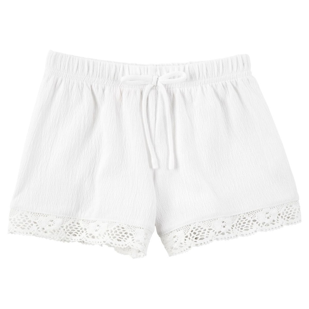 Lace Trim Gauze Crinkle Shorts
